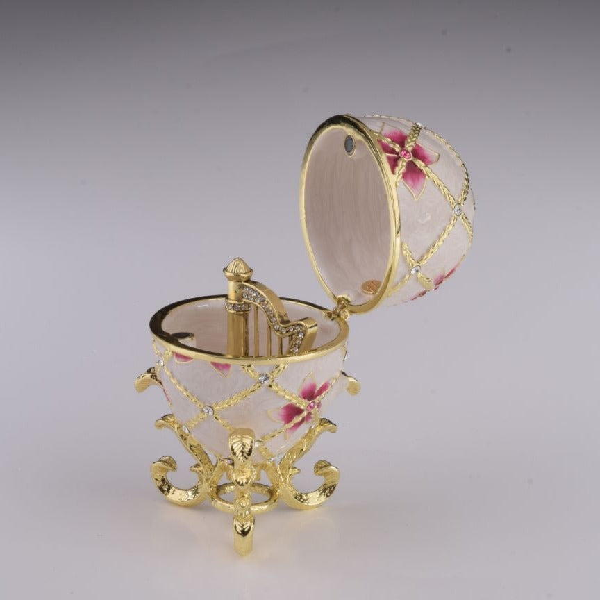 White Egg with Flowers & Harp-0
