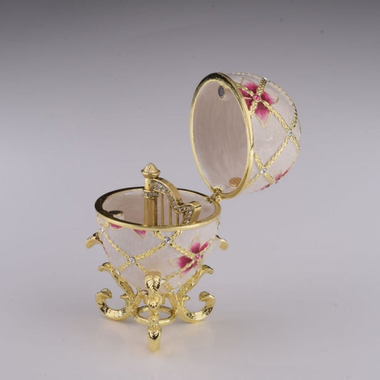 White Egg with Flowers & Harp-0